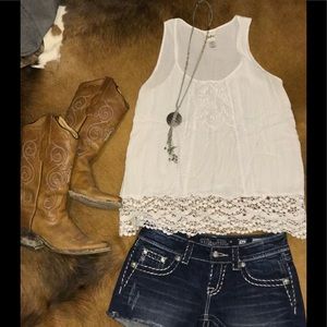 White Lace bottom tank